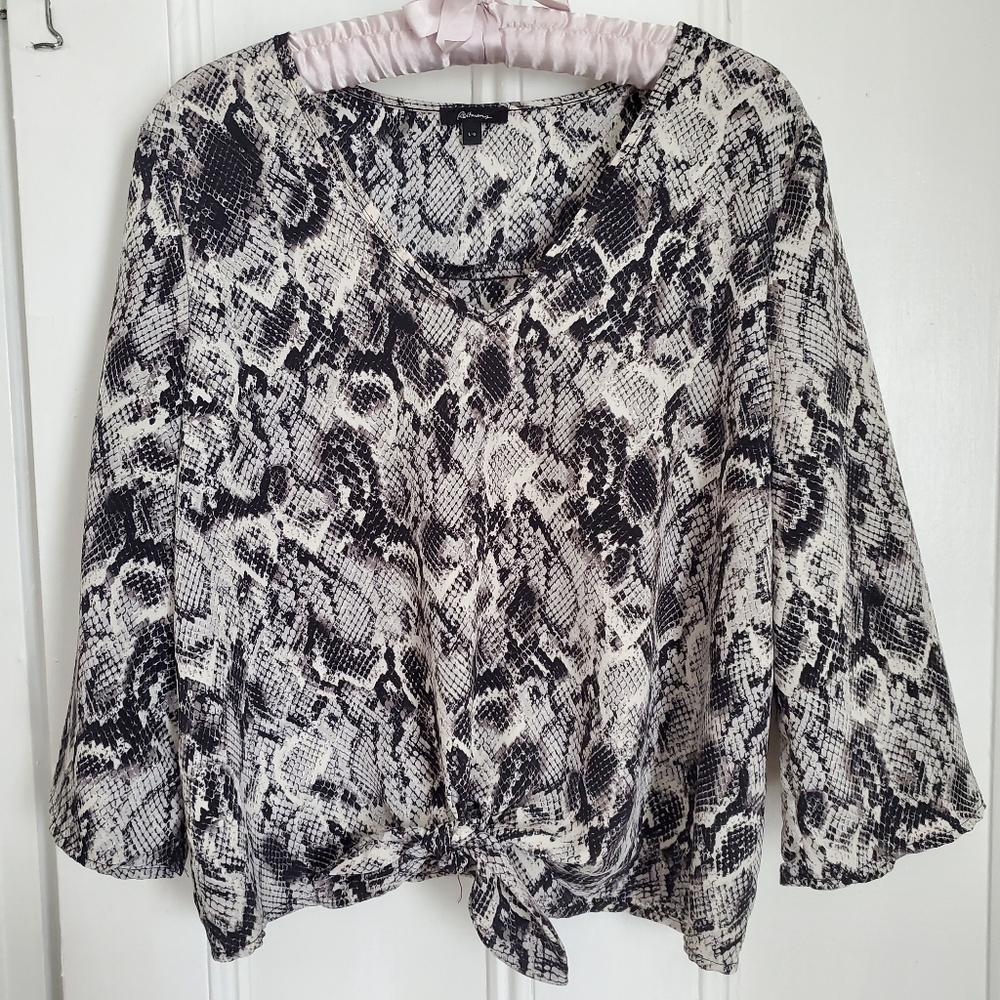Reitmans Snake Print Tie-Front Blouse